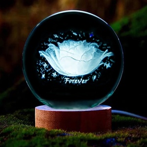 Esfera de Cristal con Sistema Solar, Galaxia, Planeta, Luna, Tallada en 3D con Láser, con Base de Madera, Lámpara Nocturna LED - Product Image 4