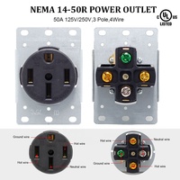 Prise de courant encastrée NEMA 14-50R 50A 250V, 3 pôles 4 fils, fiches et prises industrielles