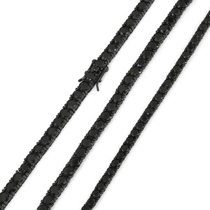 Vente en gros de chaîne de tennis NUOYA en CZ noir pour hommes avec fermoir à ressort bijoux hip hop collier à chaîne de tennis plaqué noir et glacé - Product Image 4