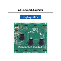 12864C-3 Layar LCD Abu-abu Putih 78X70X12.5Mm Port Paralel Pengontrol AIP31108 Modul Multi-bahasa 6880x8-bit