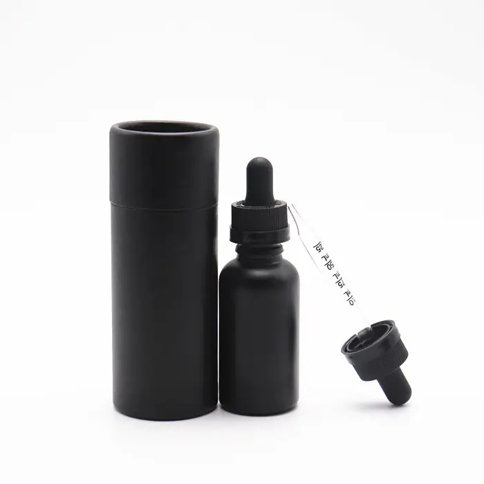 Serum redondo com óleo fosco, frasco de vidro preto fosco com 10ml/30ml