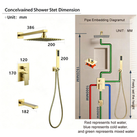 Ensemble de douche contemporain en acier inoxydable brossé avec robinet de salle de bain en céramique à installation encastrée, poignée unique et fonction pause coulissante