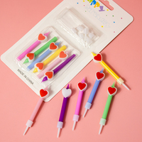 Bougies d'anniversaire colorées en forme de cœur avec supports, décorations de gâteau pour les anniversaires et les célébrations des enfants