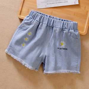 <span class=keywords><strong>Pantaloncini</strong></span> estivi in Denim morbido traspirante da ragazza e pantaloni eleganti nuovi da esterno per bambini taglie forti con dettagli in pizzo - Product Image 6
