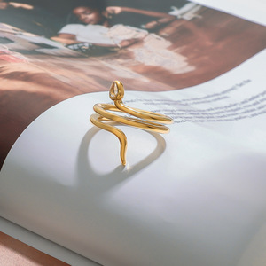 Anello di <span class=keywords><strong>serpente</strong></span> per le donne in acciaio inossidabile gioielli Non appannati oro 18K placcato ipoallergenico gioielli di moda Bijoux Bague <span class=keywords><strong>serpente</strong></span> - Product Image 3