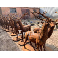 Grande sculpture de cerf en fonte, imitation antique, pour jardin, pelouse, décoration rustique extérieure, taille réelle