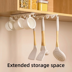 Creative Kitchen Free Punching Hanging Adhesive 360 Degree Rotating Upside Down <b>Storage</b> <b>Rack</b> with 6 Hooks - Product Image 4