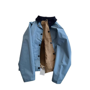 Veste décontractée réversible à col châle rétro <span class=keywords><strong>bleu</strong></span> pour femmes Real Shot, manteaux courts coupe-vent d'hiver, <span class=keywords><strong>trench</strong></span>-coat, vêtements d'extérieur - Product Image 5