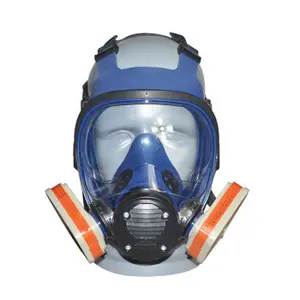 Masker gas respirator wajah penuh, masker gas silikon cair profesional dapat dipakai ulang kualitas tinggi dengan filter nuklir