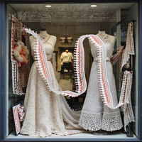 Dentelle élégante pour femmes avec broderie laiteuse, largeur personnalisée pour robes de mariée, rideaux, sous-vêtements, accessoires