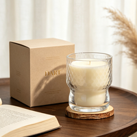 Support de bougie en verre transparent gaufré nid d'abeille style nordique, double couche, taille cintrée, récipient vide pour bougie parfumée
