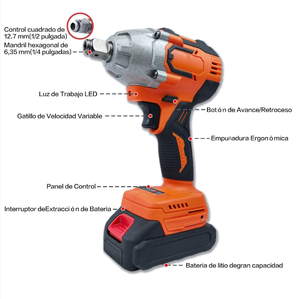 Llave <span class=keywords><strong>de</strong></span> <span class=keywords><strong>impacto</strong></span> <span class=keywords><strong>de</strong></span> 320nm, OEM/ODM Llave eléctrica inalámbrica 1/2 Pistola <span class=keywords><strong>de</strong></span> <span class=keywords><strong>impacto</strong></span> Motor sin escobillas - Product Image 2