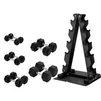 Ensemble d'haltères hexagonales en caoutchouc ASTM de 7 kg pour hommes, colorées, pour la musculation