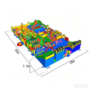 Grand parc d'attractions gonflable commercial en PVC, parcours d'obstacles géant, toboggan, aire de jeux, château gonflable, parc à thème extérieur - Product Image 3
