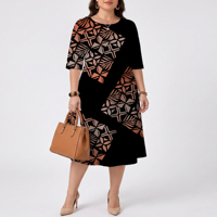 Robe d'été décontractée pour femme, coupe trapèze, longueur genou, en polyester, style vintage, pour le bureau, à manches courtes, tendance, respirante, imprimé hawaïen