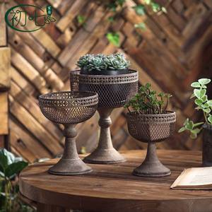 Maceta Alta de Hierro Forjado Estilo Europeo, Diseño Vintage, para Escritorio, Uso en Interiores, Transpirable - Product Image 2