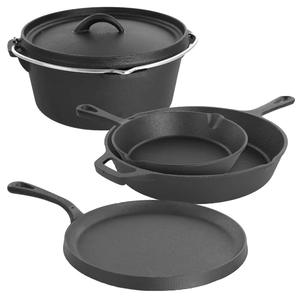 Klasik Dökme Demir 7 Parça Tencere Seti (Dutch Oven, Derin Tencere, Güveç Tenceresi, Kızartma Tavası) - Çevre Dostu Mutfak Gereçleri - Product Image 6