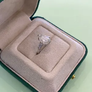 Anello Moissanite da donna in oro massiccio oro bianco 18k gioielli in oro puro 5ct taglio a pera