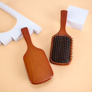 Cepillo de pelo de madera de haya con cerdas de nailon, almohadilla para desenredar y masajear el cabello, forma oblonga - Product Image 4