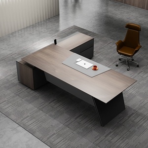 Modern Wood Executive Office Desk With Side Table - Product Image 3