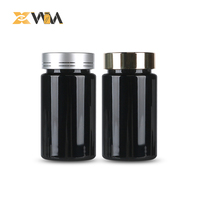 Récipient HDPE noir direct d'usine 150-200ml avec capuchon à double verrouillage, pot de col de 47mm bouteille de supplément