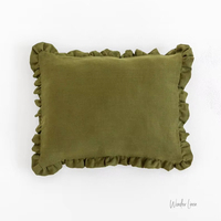 Housse de coussin carrée en coton 100% tricoté, motif écossais, délavé, avec volants, douce, pour lit Queen, décoration intérieure, coussin de siège, 200TC, amovible