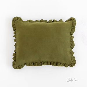 Housse de coussin carrée unie en coton 100% tricoté délavé, avec volants, douce, pour lit Queen, décoration intérieure, coussin de siège, 200TC, amovible - Product Image 1