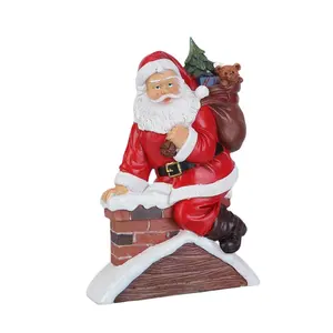 Kerst Decoratief Beeld Hars Santa Claus Klimmen Door De Schoorsteen Hars Vakantie Beeldje Voor Mantel Boekenplank Tafelblad