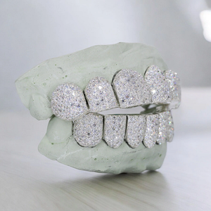 Grillz 6 sur 6 en Moissanite VVS, personnalisés style Hip Hop, plaqués or, en argent 925, sertis de diamants, pour hommes et femmes - Product Image 6