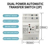 Commutateur de transfert automatique double alimentation 2P 4P 40A 63A 80A monophasé ATS