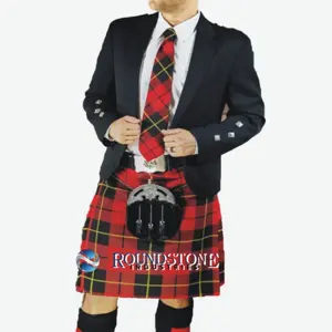 21 PCS | WALLACE ESCOCÊS TARTAN KILT PRINCE CHARLIE JACKET & KILT OUTFIT FINAL SET | INDÚSTRIAS de PEDRA REDONDA