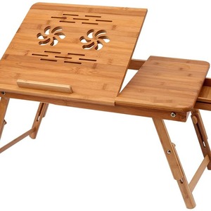 Bureau d'ordinateur portable pliable en bambou avec tiroir, <span class=keywords><strong>inclinable</strong></span> et réglable, pour lit, canapé ou sol, idéal pour le travail et la <span class=keywords><strong>lecture</strong></span> - Product Image 6