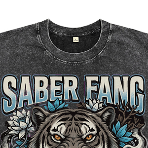 <b>Men's</b> 100% Cotton Acid Wash Garment Dyed Breathable T-Shirt Custom Superior Quality Pattern Tiger Print Tees for Wholesale - Product Image 3