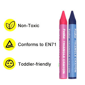 Foska 12种不同的鲜艳颜色易于容纳大三角形可洗幼儿蜡笔，适合2-4岁儿童着色 - Product Image 2