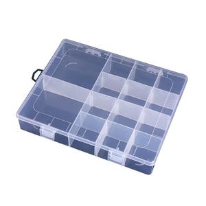Caja de almacenamiento de plástico transparente, 14 compartimentos, tapa desmontable para joyería, herramientas de abalorios, organizador de escritorio, capacidad de 1L - Product Image 2