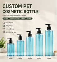 Bouteille cosmétique PET personnalisée avec pompe pour shampoing, lotion, gel douche, soin de la peau, sérum, impression UV, 300 ml, 500 ml, 700 ml