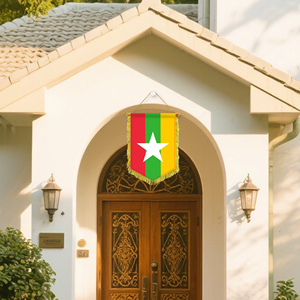 <span class=keywords><strong>Bandera</strong></span> de Myanmar <span class=keywords><strong>estrella</strong></span> <span class=keywords><strong>Luna</strong></span> amarillo verde rojo Banner 20*30cm barra Horizontal de tres colores con borla actividad decoración Boutique - Product Image 5