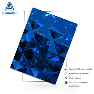 กระเพื่อมแผ่นสแตนเลสพิมพ์ลายคลื่นน้ำกระจกสีฟ้าชุด300งานดัดแผ่นเหล็กติดผนังดีไซน์แบบแฟชั่น - Product Image 3