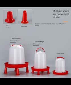 Mangeoire surélevée pour poulets PP résistante aux intempéries, blanche avec rouge, en plastique, capacité 3L, pour applications d'élevage en plein air - Product Image 5