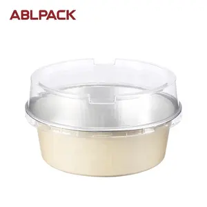 ABLPACK Aluminum Foil Microwave Safe Food Containers Disposable 150ml Aluminium Food Packaging Baking Cups with Plastic Lid