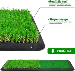 Tikar latihan Golf Anti Slip sol karet, tikar rumput hijau panjang luar ruangan dan dalam ruangan