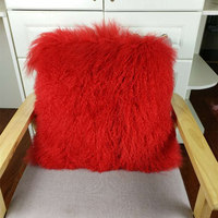 Doux chaud lot couleurs blanc noir marron véritable housse en peau de mouton tibétain coussin en fourrure d'agneau mongol