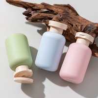 Bouteille en plastique PET souple de couleur verte avec emballage divisé, flacon de lotion sous pression, flacon de gel douche, bouteilles vides en plastique