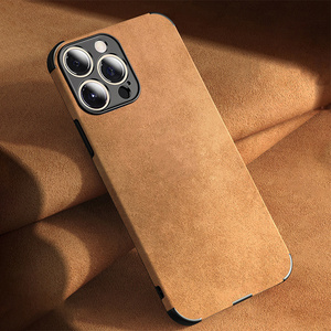 Étui de luxe antichoc en cuir mat aspect peau d'agneau, housse vintage en tissu pour <span class=keywords><strong>iPhone</strong></span> 17 16 15 14 13 12 11 Pro X XR <span class=keywords><strong>XS</strong></span> Max - Product Image 4