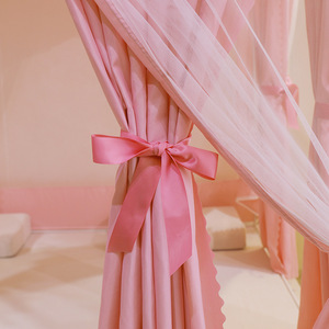 Moustiquaire de lit occultante en polyester à 6 panneaux, style palais, avec fermeture éclair et dentelle, pour usage domestique, anti-poussière - Product Image 3