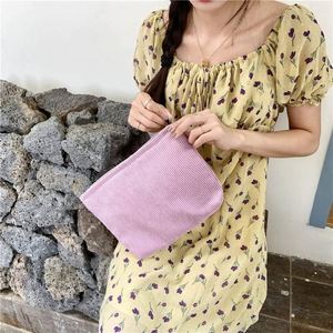 Bolsa de Cosméticos Rosa de Pana Plana Multiusos para Almacenamiento de Artículos de Joyería, Deportivos, de Viaje, de Estudio y de Trabajo, al por Mayor - Product Image 5