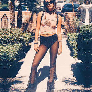 Vêtements pour femmes pantalons en <span class=keywords><strong>plastique</strong></span> goutte femmes taille haute noir décontracté dames jambe large discothèque Sexy maille voir à travers le pantalon - Product Image 4