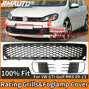 กระจังหน้ารถยนต์ Golf MK6 สีดำด้าน พร้อมฝาครอบไฟตัดหมอก ลายรังผึ้ง สำหรับ VW GTI Golf MK6 ปี 2009-2013 - Product Image 1