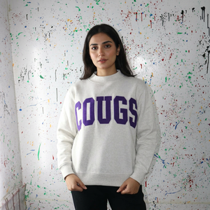 เสื้อฮู้ด COUGS สีเทาขี้เถ้า ผ้าฝ้าย 100% สำหรับงานปักลาย คอเสื้อกว้าง สไตล์วินเทจ แนวสตรีทแฟชั่น ด้ายคุณภาพสูง - Product Image 1