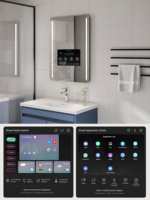 Miroir de salle de bain intelligent carré pour hôtel avec éclairage LED TV, température de couleur 3000K-6500K, contrôle vocal et gradation progressive
